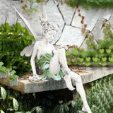 Escultura de hada de las flores para jardín, paisajismo, arte de patio, adorno de resina, estatua de Turek sentada, figuras de ángel para exteriores, decoración artesanal