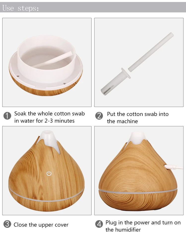 350ML USB aroma oil diffuser wood electric humidifier ultrasonic air humidifier mini aromatherapy LED light mist maker for home