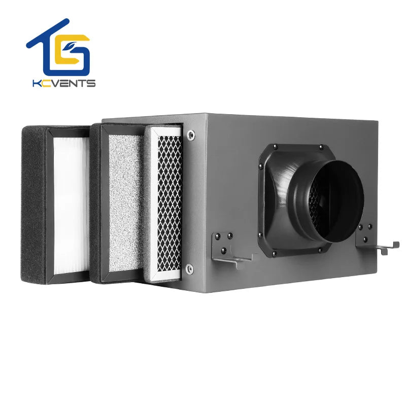 Caja de filtro purificador de 3 capas con filtro HEPA y de carbón para sistema de ventilación