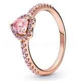New Colored Crystal 925 Sterling Silver Ring Exquisite Women Shiny Heart Series Simple Ring Valentine's Day Gift for Lovers - Lootquake