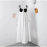 Sexy Backless Beach Dress Women 2024 Holiday Sleeveless Loose Slip  Long Dress Street Fashion Panelled Bandage Summer Lady Robe - Lootquake