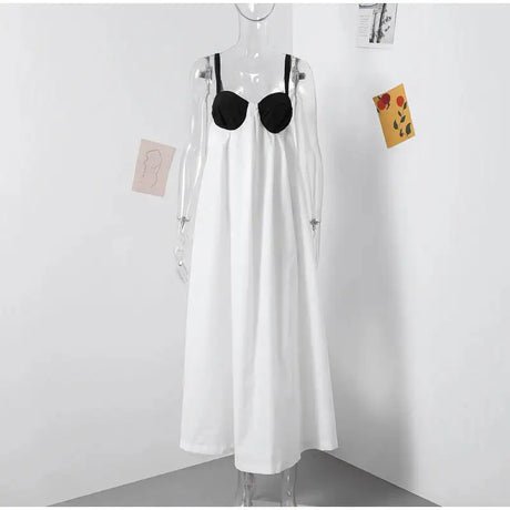 Sexy Backless Beach Dress Women 2024 Holiday Sleeveless Loose Slip  Long Dress Street Fashion Panelled Bandage Summer Lady Robe - Lootquake