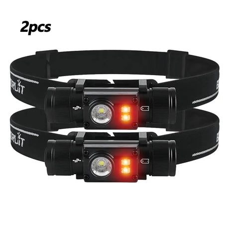 BORUiT HP500 LED Headlamp with 18650 Battery Type-C Rechargeable Headlight Work Torch Fishing Camping Head Flashlight - Lootquake