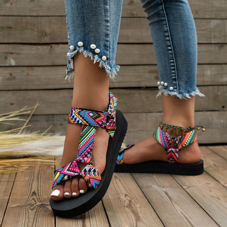 2023 Summer Flat Women's Shoes Hemp Rope Set Foot Beach Sandals Outdoor All-match Casual Slippers Large Size Women Sandals - Lootquake
