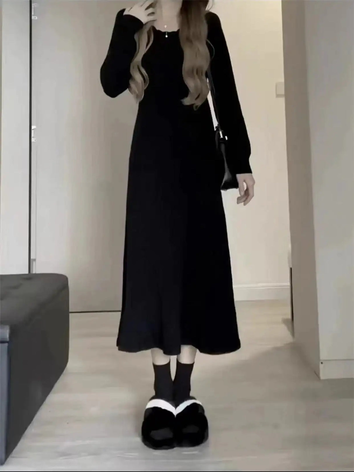 Sweater Long Dress For Woman Clothes Swing Casual Autumn Winter Knitted Korean Slim Long Sleeve Elegance Sweet Femal Clothing - Lootquake