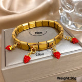 Greatera Cherry Pendant Pattern Bangle For Women Trendy 9mm Wide Design Bracelet Tide Delicacy Creative Euro-american Jewelry - Lootquake