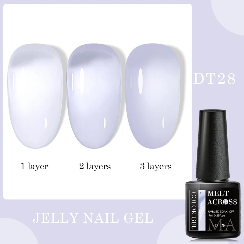 7ml Milky Jelly White Gel Nail Polish Natural Luster Long Lasting Nail Art All for Home DIY Manicure Soak Off UV LED Gel Vernis