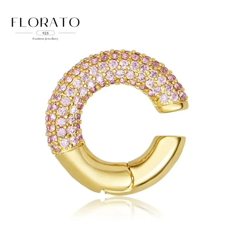 Pendientes de plata de ley 925 con microincrustaciones de circonitas en forma de aro y hebilla geométrica de lujo, joyería de moda, regalo al por mayor