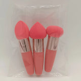 Lot de 3 pinceaux de maquillage pour femme, houppette à tête de champignon, pour fond de teint, correcteur, estompeur, avec manche lisse, outils de beauté