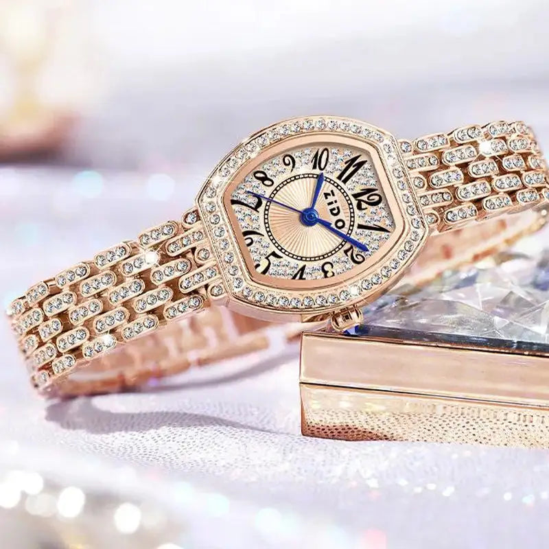 UTHAI L95 Women's Watch Light luxury Retro Barrel Shaped Digital Diamond inlaid Waterproof Ladies Fashion Quartz Clock Watches - Lootquake