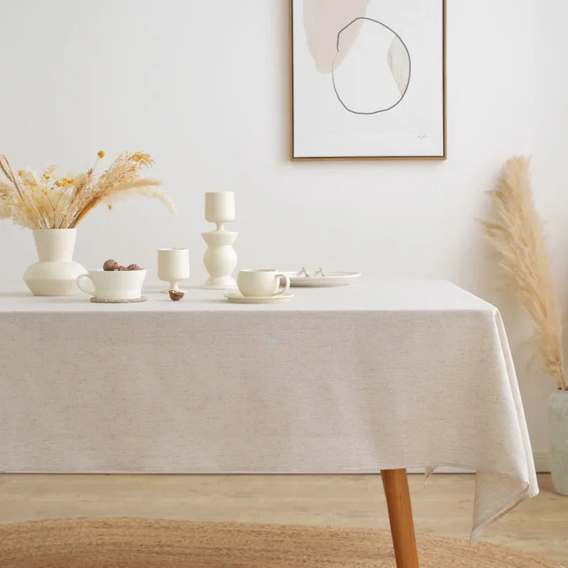 Ruffled Linen Cotton Tablecloth for Wedding Home Party Dining Banquet Decoration Flax Fabric Table Cloth Luxurious Table Cover