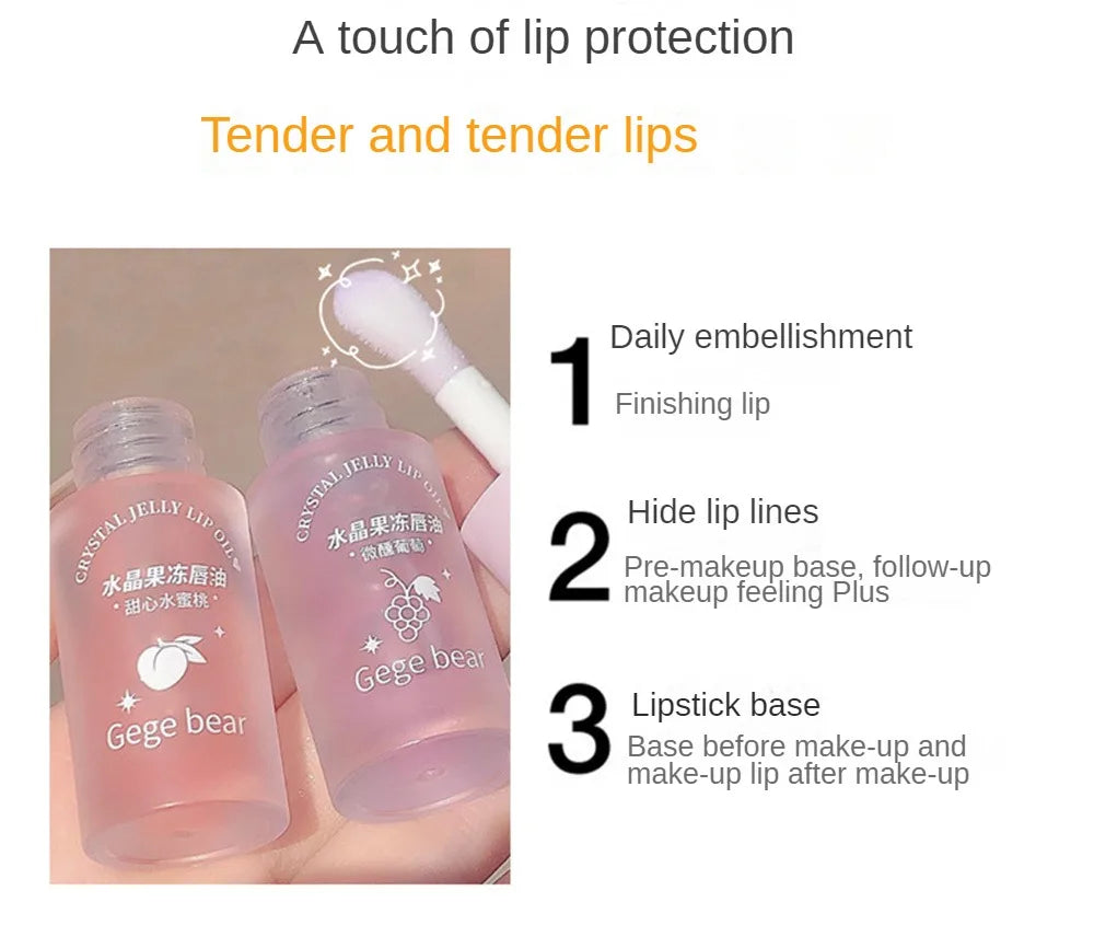 Fruity Crystal Jelly Lip Oil Hydrating Plumping Lip Coat for Lipstick Clear Lip Plumper Serum Tint Lips Care Makeup Cosmetic