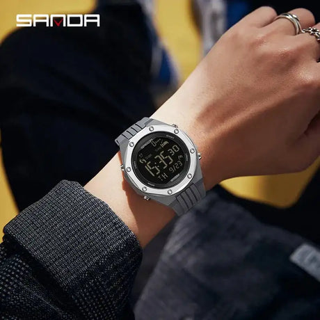 SANDA 6117 New 2023 Step Calorimeter Single Display Electronic Watch Simple Nightlight Waterproof Sports Electronic Watch - Lootquake