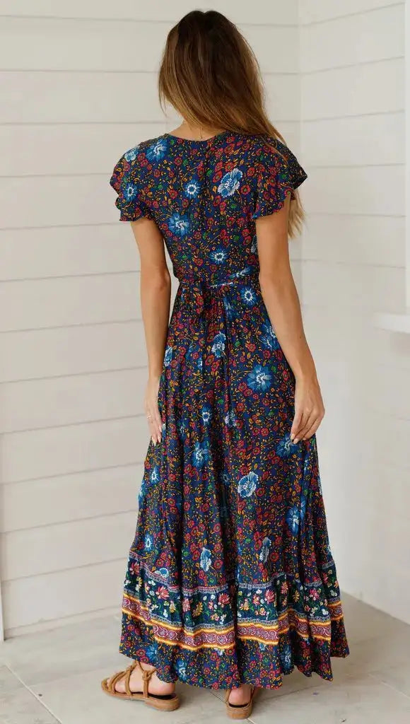 Vestido largo sexy con estampado de vacaciones de verano 2024 para mujer