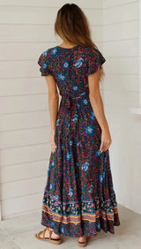 Vestido largo sexy con estampado de vacaciones de verano 2024 para mujer