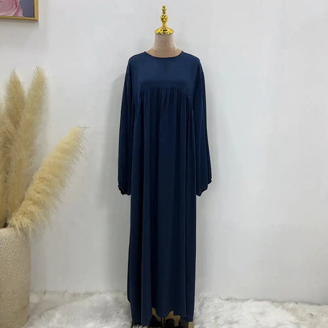 Plain Abaya Muslim Long Dress Women Balloon Sleeve Casual Islamic Clothing Dubai Turkish Modesty Kaftan Ramadan Eid - Lootquake