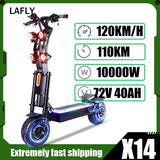 Dual Motor 10000W Top Electric Scooter 14 Inch Oversized Off-Road Tyres 72V-40AH Panasonic Brand Battery Maximum Speed 120KM/H