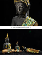 Estatua grande de Buda de Tailandia, escultura de Buda de resina verde hecha a mano, budismo hindú, fengshui, figura de meditación, decoración del hogar