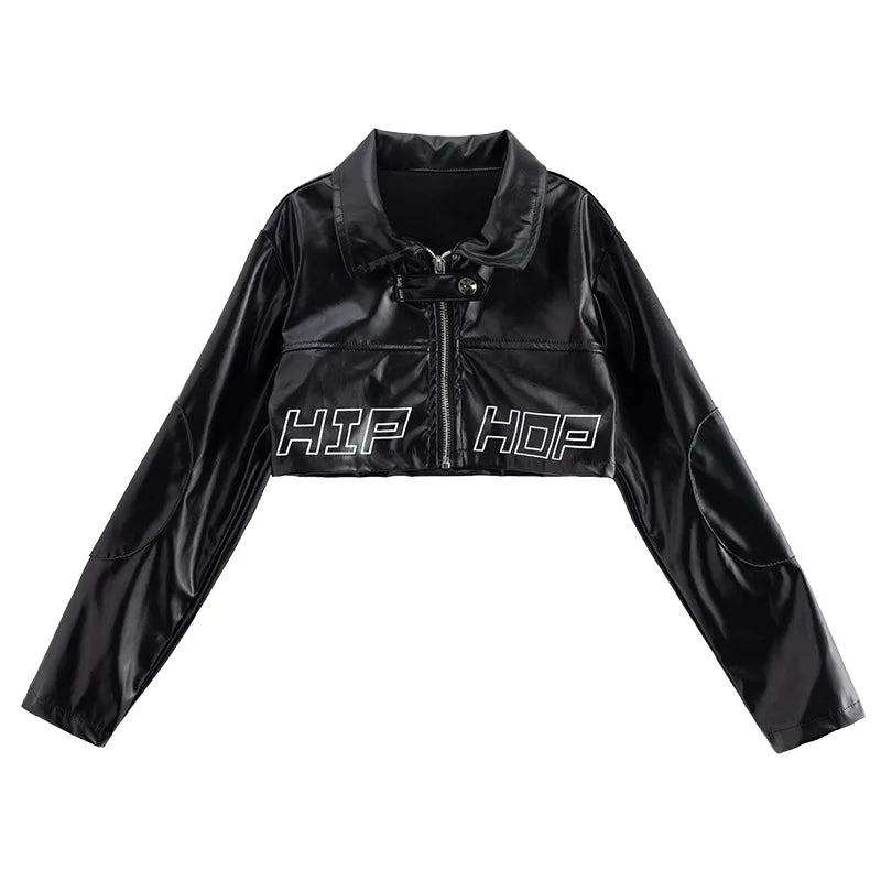 Girls Jazz Dance Hip Hop Outfit Child Model Catwalk Stage Dance Show Costume Black Navel Top White Trousers - Lootquake