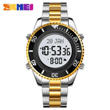 SKMEI 2141 Stainless Steel Digital Watche Muslim Azan Prayer Compass Clock Adhan Alarm Hijri Islamic Wristwatch with Back Light - Lootquake