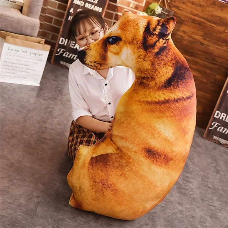 Cojín de perro 3D de peluche, muñeco de peluche realista, cojín para sofá, silla de oficina, decorativo, regalo creativo para el hogar