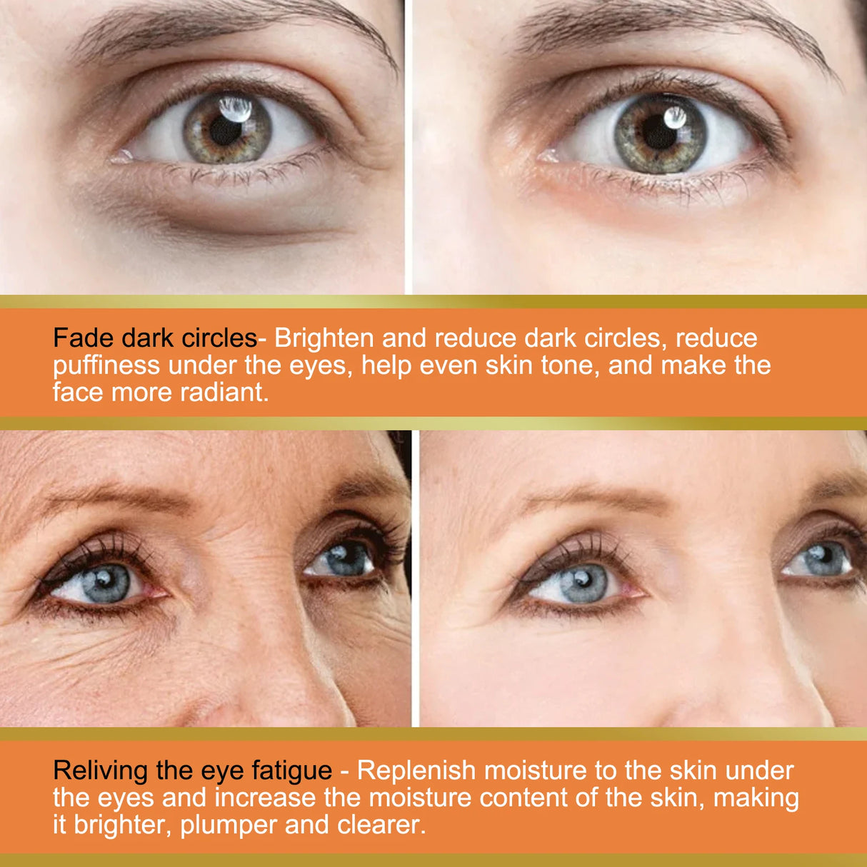 Crème contour des yeux à la vitamine C, baume hydratant anti-rides, élimine les poches sous les yeux, réduit les cernes et les ridules, crème contour des yeux anti-poches
