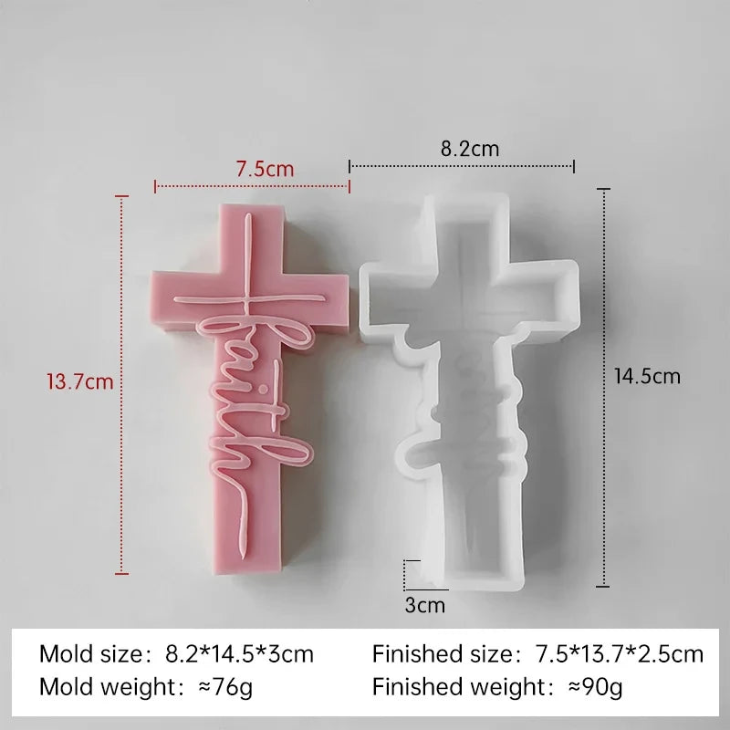 Portrait Face Silicone Mold Jesus Sculpture Cross Aroma Candle Resin Plaster Ornament Mold Home Decor Crafts Making Mould