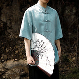 2024 Summer Chinese Style Mens Tops Tang Suit Summer Traditional Short Sleeve China Style Dragon Pattern Printing Shirts M-5XL - Lootquake