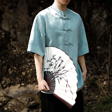 2024 Summer Chinese Style Mens Tops Tang Suit Summer Traditional Short Sleeve China Style Dragon Pattern Printing Shirts M-5XL - Lootquake