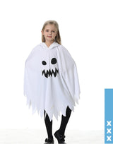 Halloween Kids Cosplay Costume White Black Luminous Ghost Luminous Face Cape Shawl Party Dress-Up Costume Boys Cape Girl Skirt