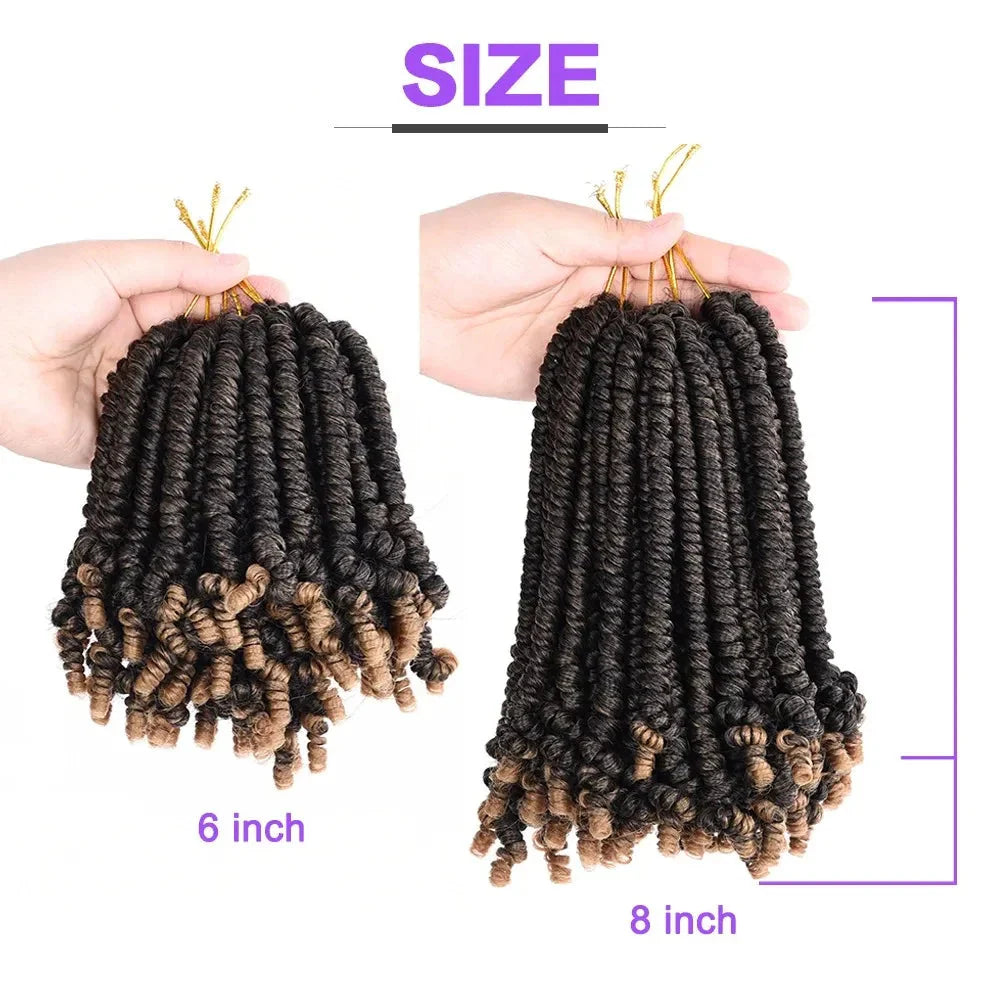 Bob Spring Twist Crochet Hair | Pre-Twisted Passion Twists | Pre-Looped Braids | 6-8 Inch | 20 Strands/Pack