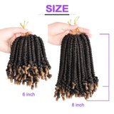 Bob Spring Twist Crochet Hair | Pre-Twisted Passion Twists | Pre-Looped Braids | 6-8 Inch | 20 Strands/Pack
