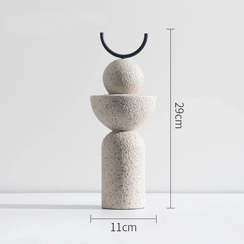 Abstract Geometric Sandstone Statue Art Ornaments Entrance Living Room TV Cabinet Desktop Home Decoration Creative Resin Crafts