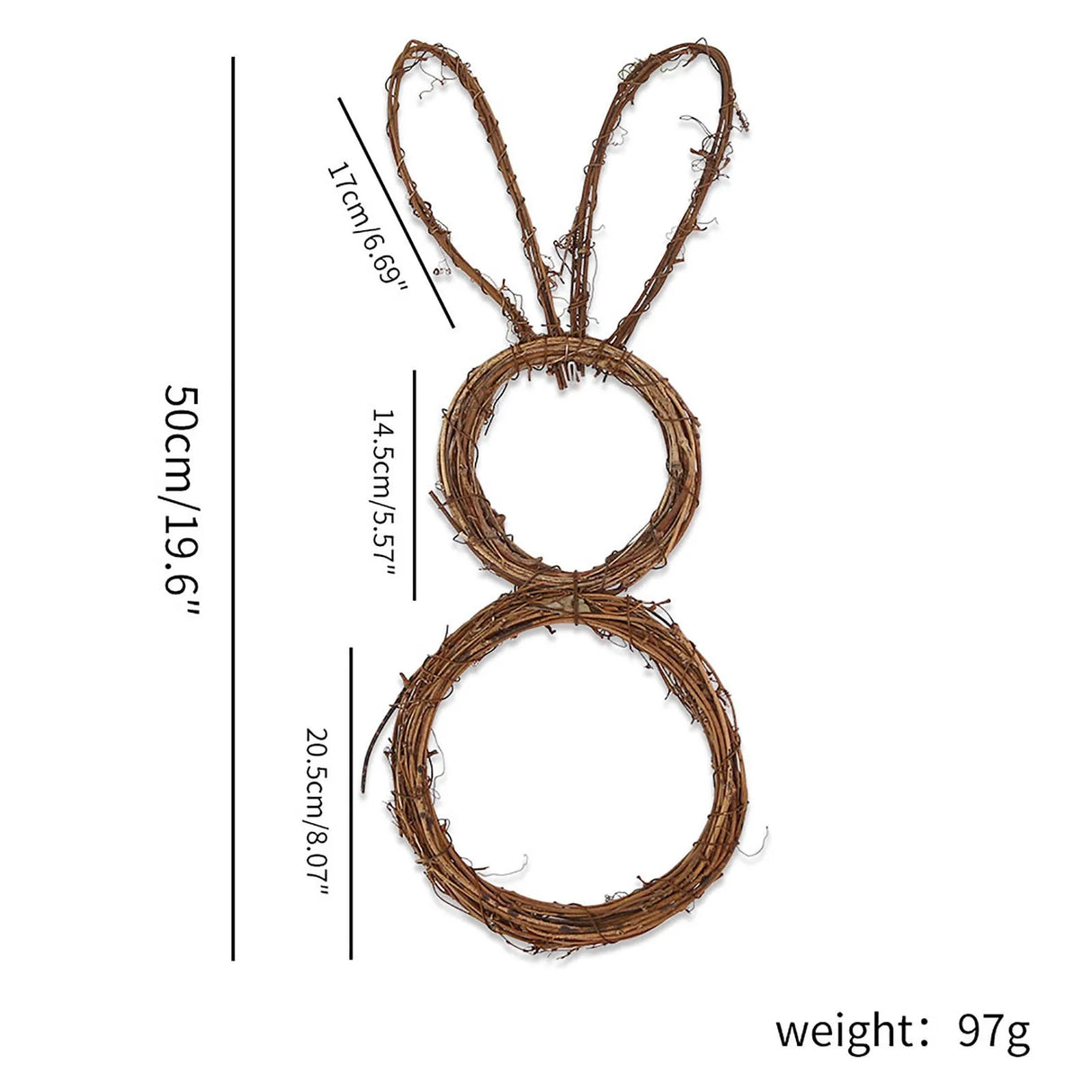 Easter Rattan Circle Bunny Wreath Rabbit Shaped Vine Branch DIY Craft Wreath For Front Door Wall Holiday Decor - Lootquake