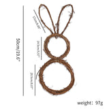Easter Rattan Circle Bunny Wreath Rabbit Shaped Vine Branch DIY Craft Wreath For Front Door Wall Holiday Decor - Lootquake