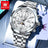 OLEVS 3675 Mens Watch Original Multifunctional Chronograph Quartz Watch Moon Phase Watches For Men Waterproof Mens Gifts Reloj - Lootquake