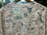Women V Neck Lace Embroidery Patchwork Silk Floral Print Lantern Sleeve A-line Maxi Long Dress - Lootquake