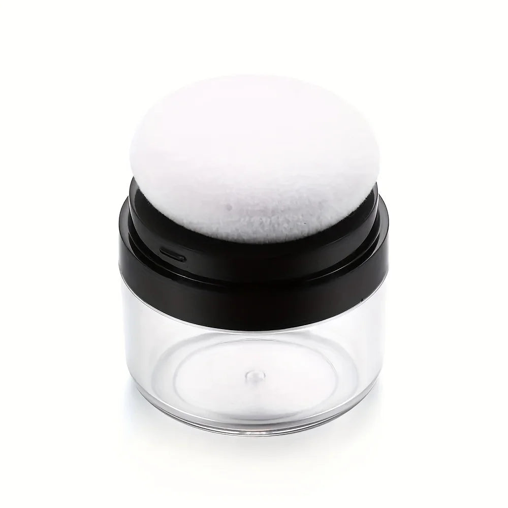 Travel-Friendly Loose Powder Case with Mushroom Sponge Puff & Mirror - Compact, Fragrance-Free Cosmetic Foundation Box