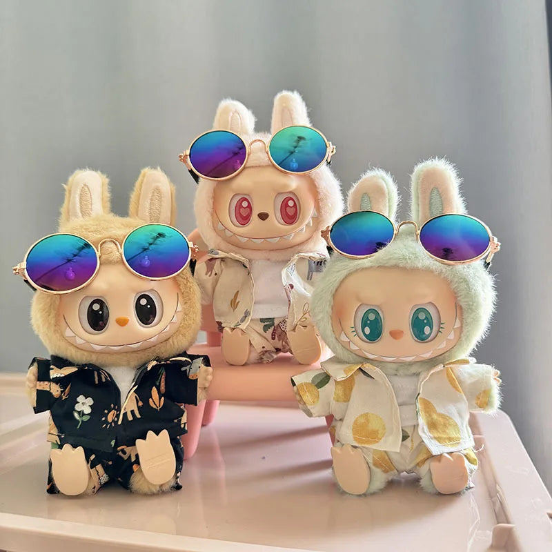 Labubu Doll Clothes Beach Resort Style Overalls Labubu Idol V1 V2 Dolls Clothing Accessories 15/17cm Plush Doll Universal