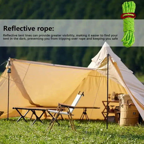 Outdoor 4M Reflective Guyline Camping Tent Cord Paracord Rope with Guyline Adjuster Tent Tarp Canopy Shelter Backpacking Rope - Lootquake