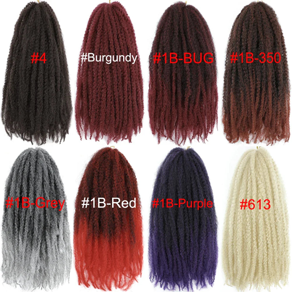 18" Marley Twist Braiding Hair | Crochet Braids | Afro Twist Kinky Hair Extensions | Ombre Colors | 30 Strands/Pack