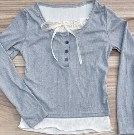2024 Summer Kawaii Sweet Y2k Crop Tops Woman Casual Slim Long Sleeve Blouse Solid Korean Fashion Bodycon Pullover Office Lady - Lootquake