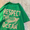 Respect The Ocean Green Turtle T Shirt Men Oversized Clothes Hip Hop Breathable Short Sleeve Harajuku Summer Cotton T-Shirt - Lootquake