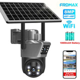 Cámara solar WiFi 4K de 8 MP, cámara de vigilancia CCTV inalámbrica para exteriores con panel solar, lente dual, PTZ, IP, protección de seguridad