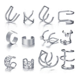 LATS Gold Color Leaves Ear Cuffs, Black Non-Piercing Ear Clip Earrings for Women & Men - Lootquake