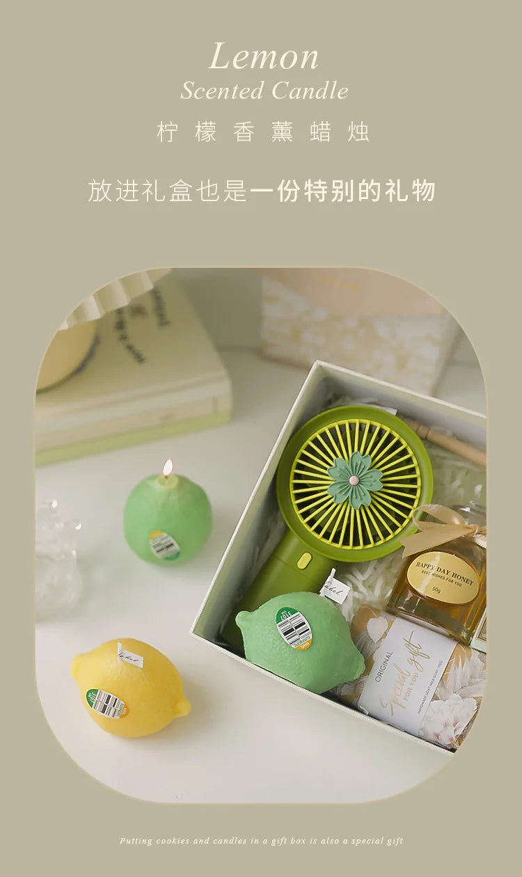 Bougie parfumée décorative au citron, cadeau d'anniversaire parfumé DIY, bougie imitation fruit