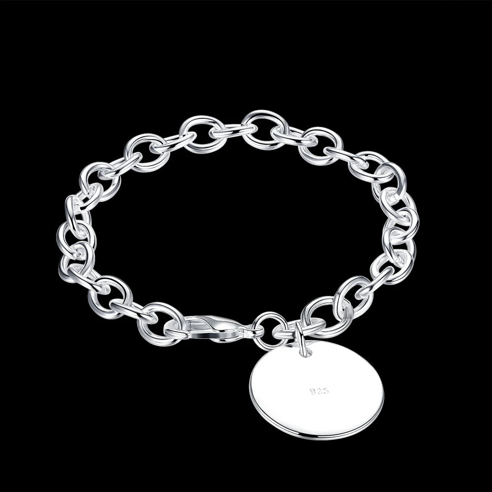 Pulsera de plata de ley 925 con dije de moda para hombre y mujer, cadena de cuerda trenzada, joyería fina, regalo de boda, fiesta y Navidad.