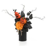 Halloween Home Room Decoration Simulation Pumpkin Maple Leaf Flower Table Decor, Halloween Pumpkin Barrel Decoration Props