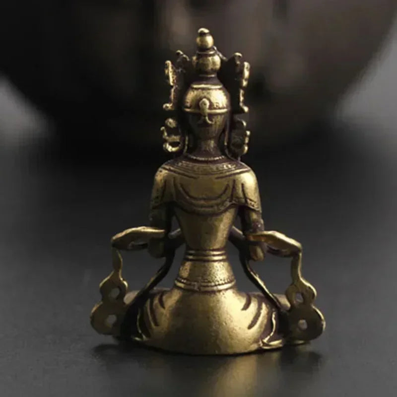 Statue Ornament Solid Brass Miniature Figurines Handmade Craft Living Room Office Home Decor Accessory Buddha Statue Pendant