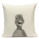 Black and White Cute Animals Cushion Cover - Animal Portrait Decoration Throw Pillow Case 45x45cm for Home Sofa Decor
